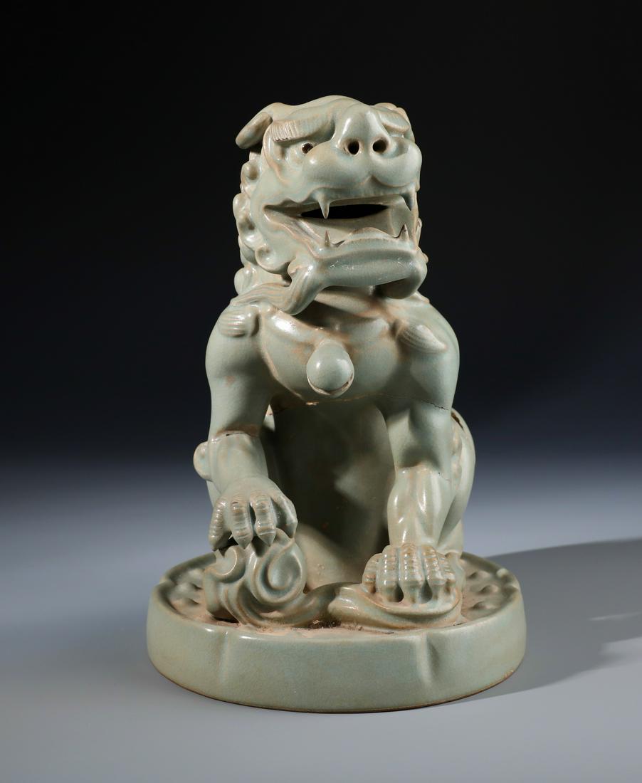 A Rare Chinese Moldeled  Celadon Glazed  Lion (1 of 7)