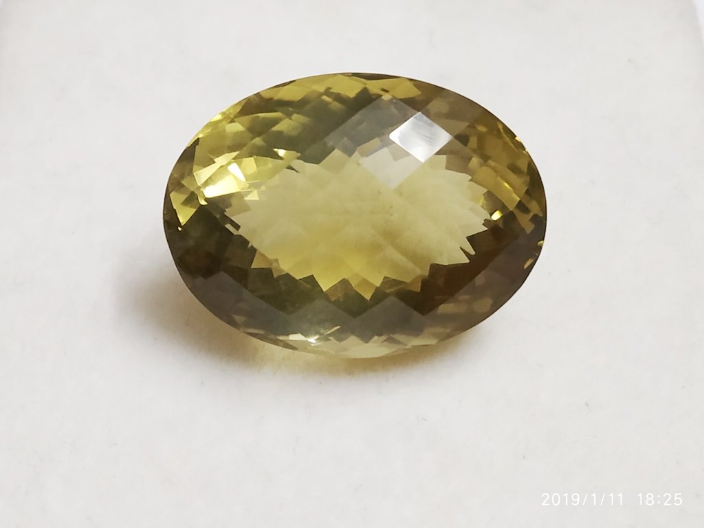 37.73 ct Natural Oval Checker Cut Lemon Topaz: Natural Oval Checker Cut Lemon Topaz~~MM Size 24 x 18 x 15~~50 % Combine Shipping Discount