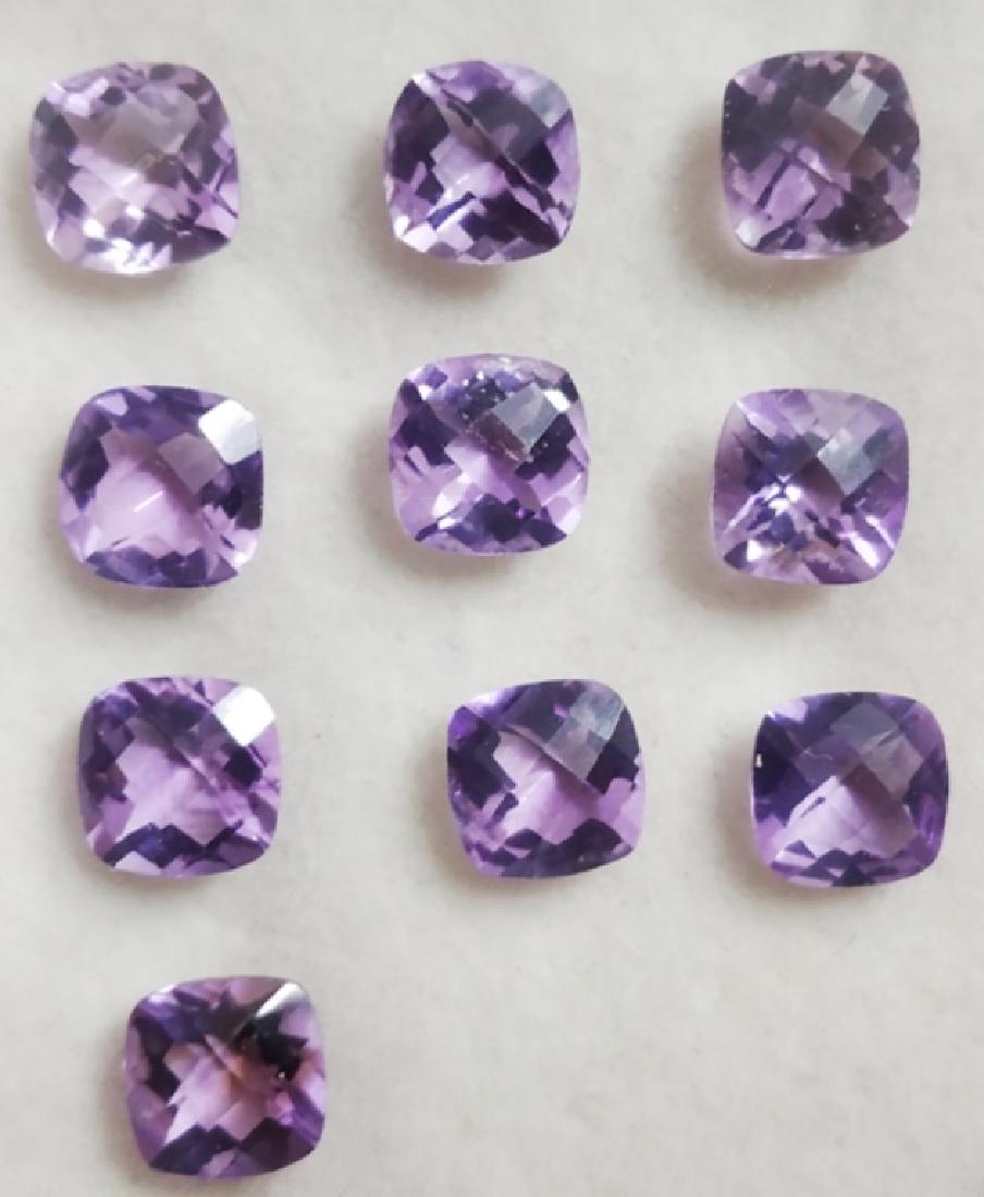 13.67 ct Cushion Checker Cut Natural Amethyst Lot: MM SIZE = 7 x 7 x 5