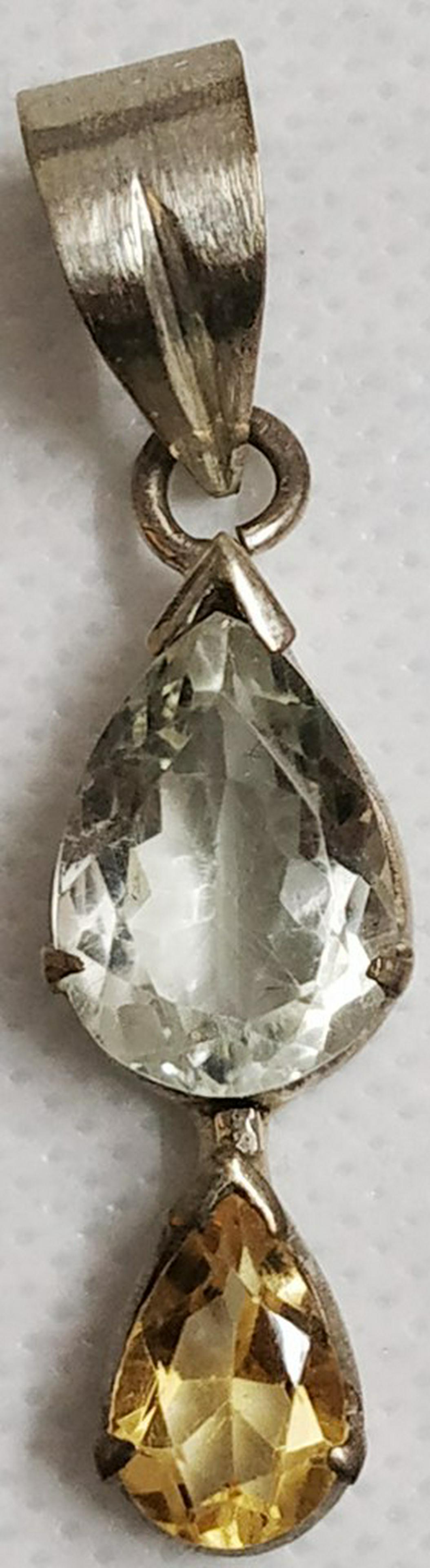 925 Sterling Silver Pendant with Amethyst & Citrine: Wt. 3.600 gram MM Size : 40 x 9