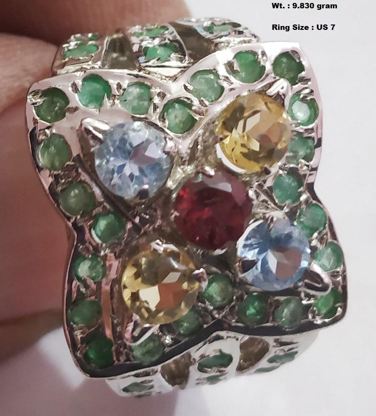 925 Sterling Silver Multi Gemstones Ring (1 of 1)
