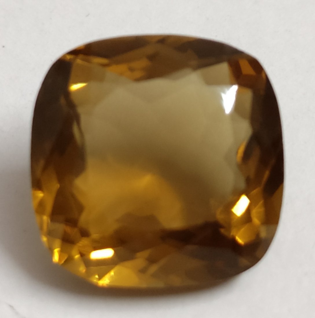 12.34 ct Cushion Cut Natural Beer Quartz: MM SIZE = 15 X 15 X 8