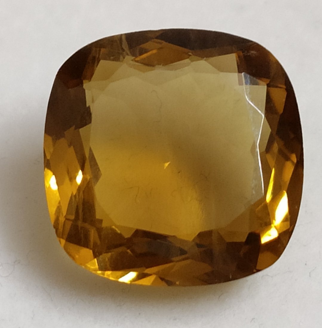 14.14 ct Cushion Cut Natural Beer Quartz: MM SIZE = 16 x 16 x 8