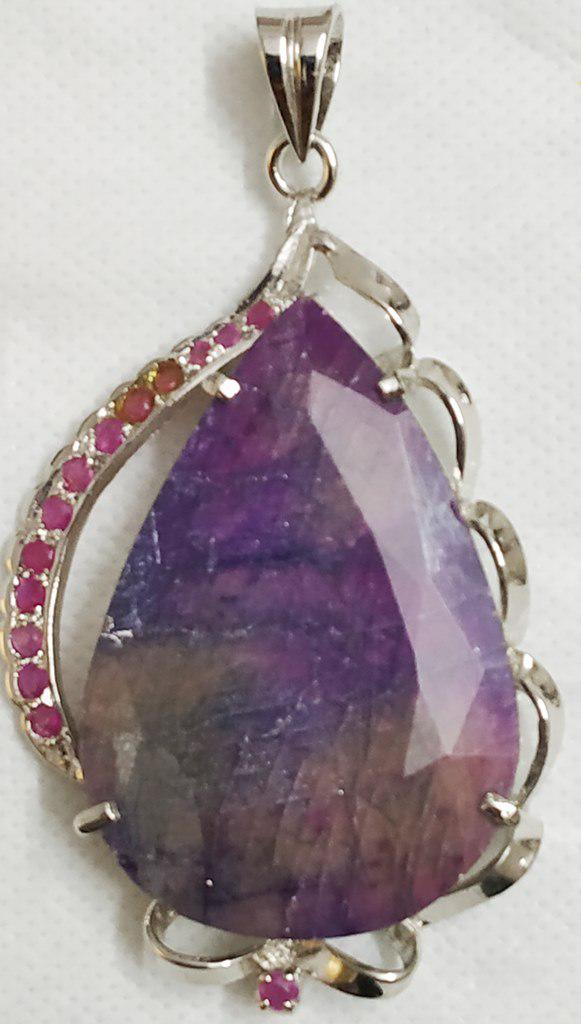 925 Sterling Silver Pendant with Sapphire & Ruby (1 of 1)