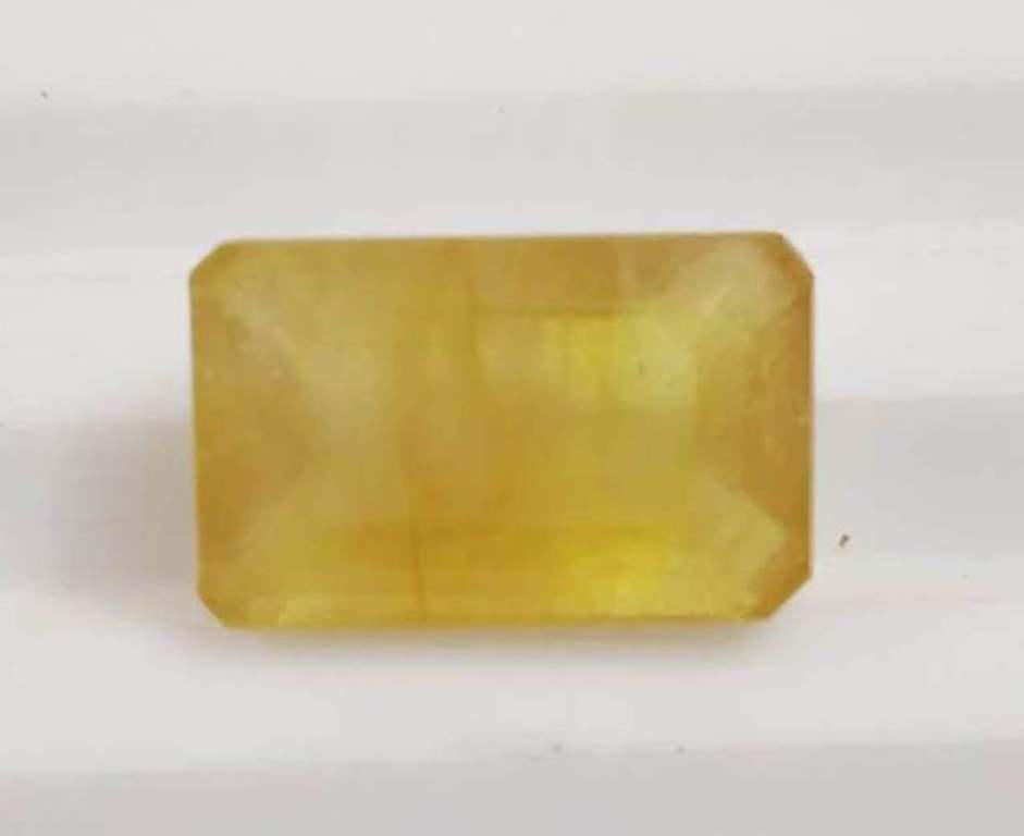 6.54 ct Emerald Cut Yellow Sapphire: Emerald Cut Yellow Sapphire~~MM Size 12 x 7 x 5~~