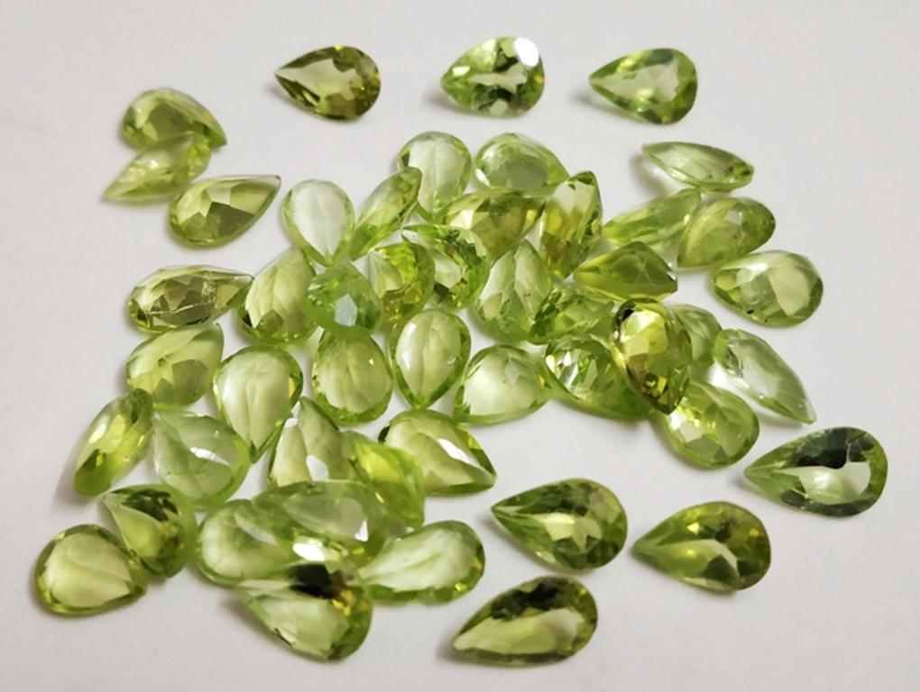 16.44 ct Pear Cut Green Natural Peridot Lot: MM SIZE = 5 x 4 x 2