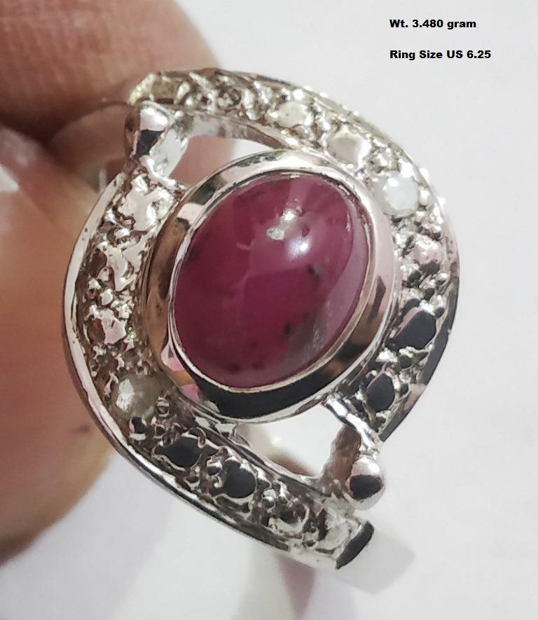 925 Sterling Silver Ring with Ruby & Diamond: Wt : 3.480 gram Ring Size : US 6.25