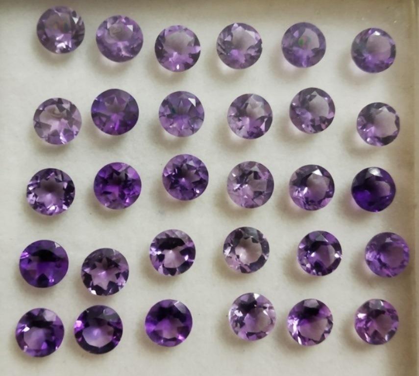 21.77 ct Natural Amethyst Round Cut Wholesale Lot: Natural Amethyst Round Cut Wholesale Lot~~6 x 6 x 4 ~~