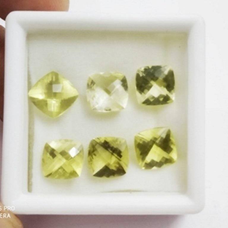 17.56 ctNatural Lemon Topaz Square Checker Cut: Natural Yellow Square Checker Cut Wholesale Lot~~MM Size 9 x 9 x 6~~
