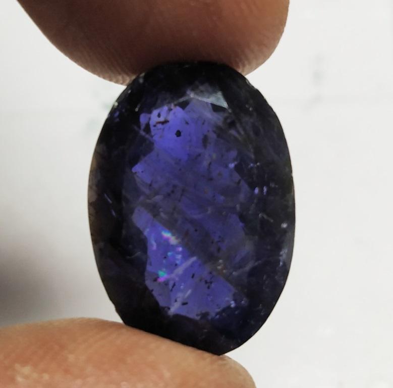 13.37 ct Oval Cut Natural Iolite Gemstone: MM SIZE =20.03 x 13.69 x 8.38