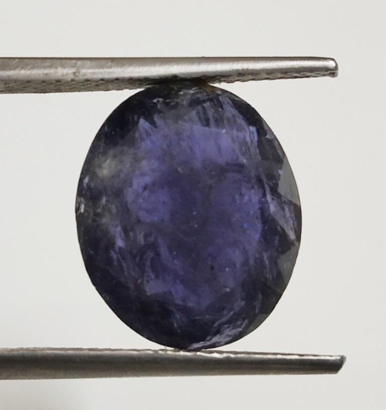 7.68 ct Oval Cut Natural Iolite Gemstone: MM SIZE =15.13 x 12.68 x 7.06