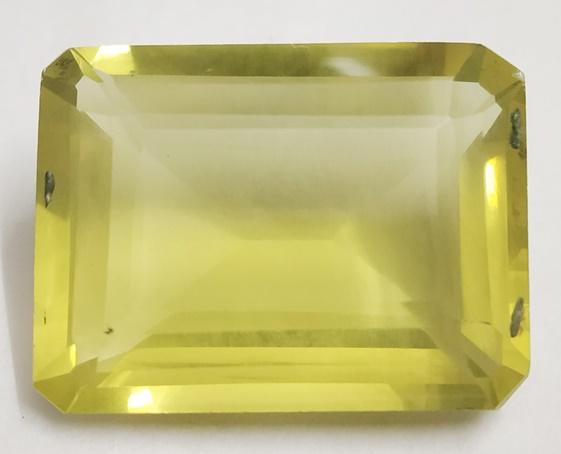25.60 Ct Emerald Cut Natural Lemon Topaz Gemstone: MM SIZE = 22 x 17 x 9
