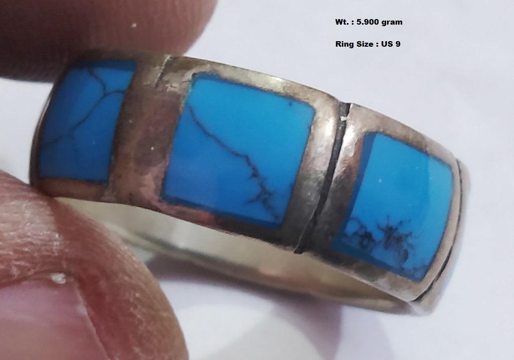 925 Sterling Silver Ring with Enamel: Wt : 5.900 gram Ring Size : US 9
