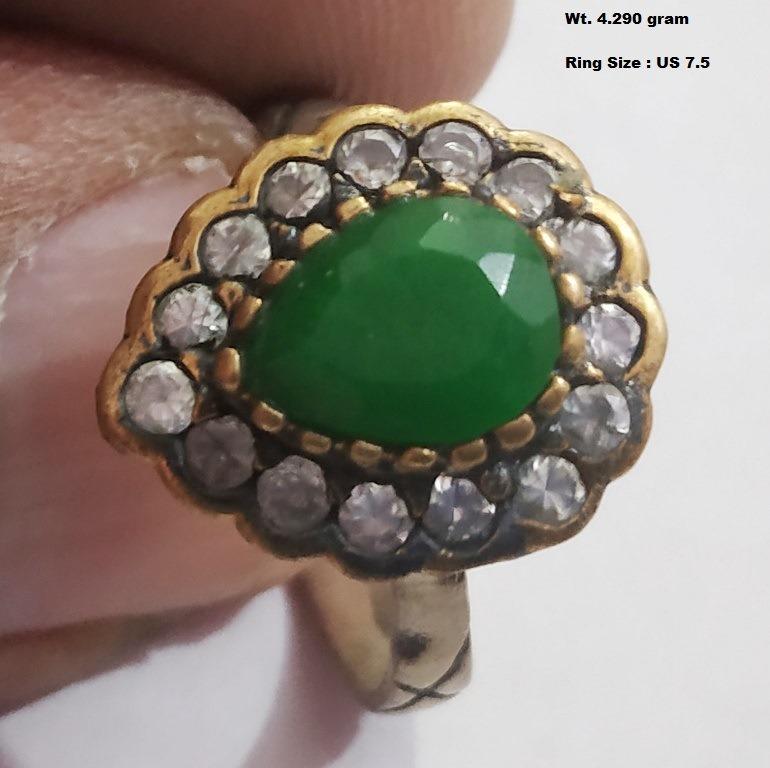 925 Sterling Silver Ring with Onyx & CZ: Wt : 4.290 gram Ring Size : US 6