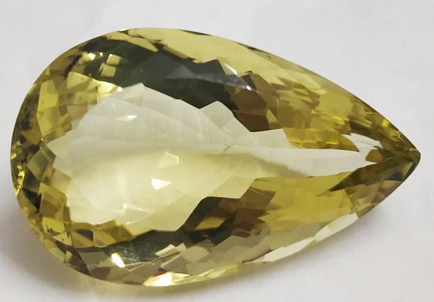 23.80 Ct Pear Cut Natural Lemon Topaz Gemstone: MM SIZE = 26 x 16 x 10