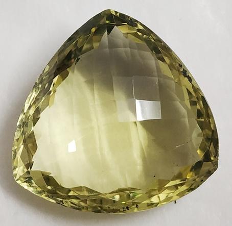 45.60 Ct Checker Cut Trillion Shape Natural Lemon Topaz: MM SIZE = 25 x 25 x 13