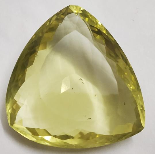69.60 Ct Trillion Cut Natural Lemon Topaz Gemstone: MM SIZE = 31 x 31 x 12