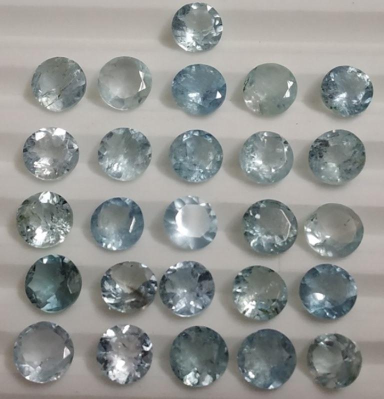 11 ct Natural Round Cut Aquamarine Wholesale Lot: Natural Round Cut Aquamarine Wholesale Lot~~MM Size 5 x 5 x 3~~