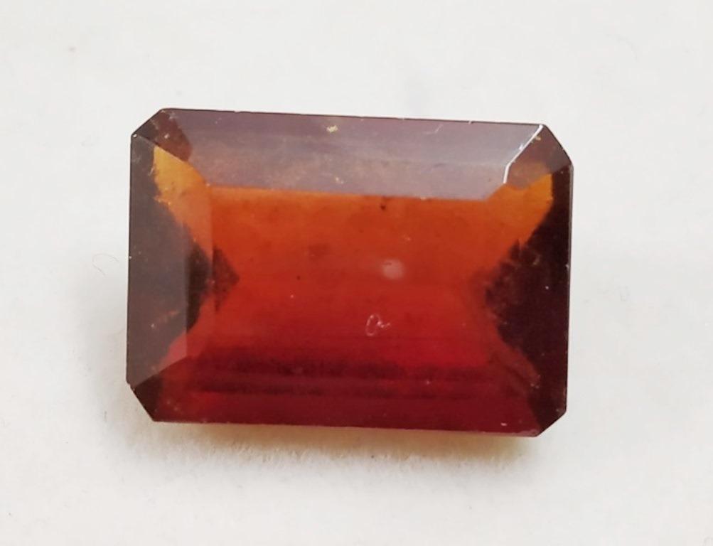 8.69 ct Natural Emerald Cut Hessonite Garnet: Natural Emerald Cut Hessonite Garnet~~MM Size 14 x 10 x 5~~