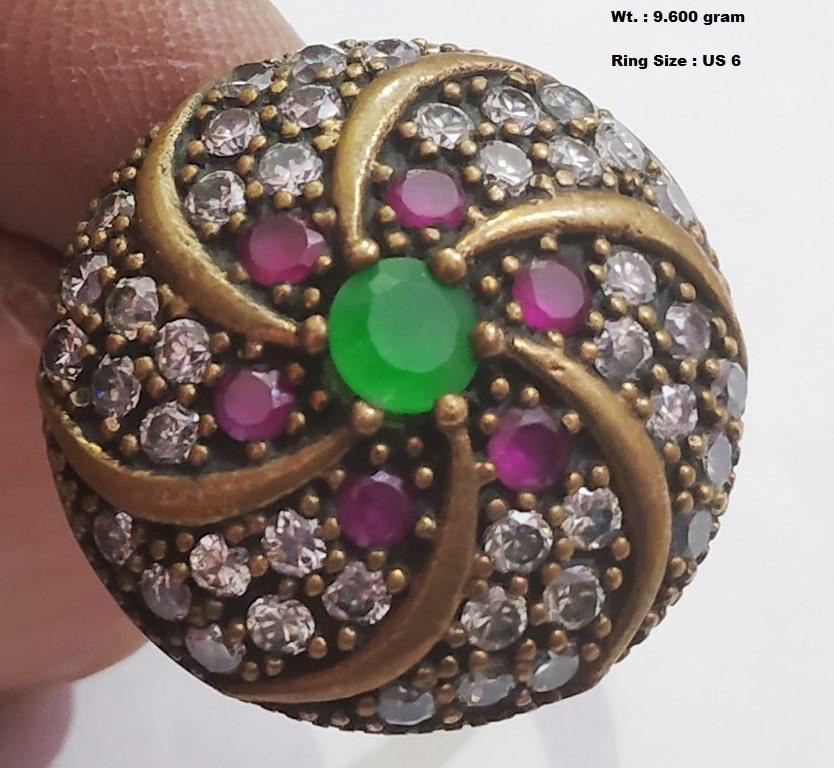 925 Turkish Silver Ring with CZ & Onyx: Wt : 9.600 gram Ring Size : US 6