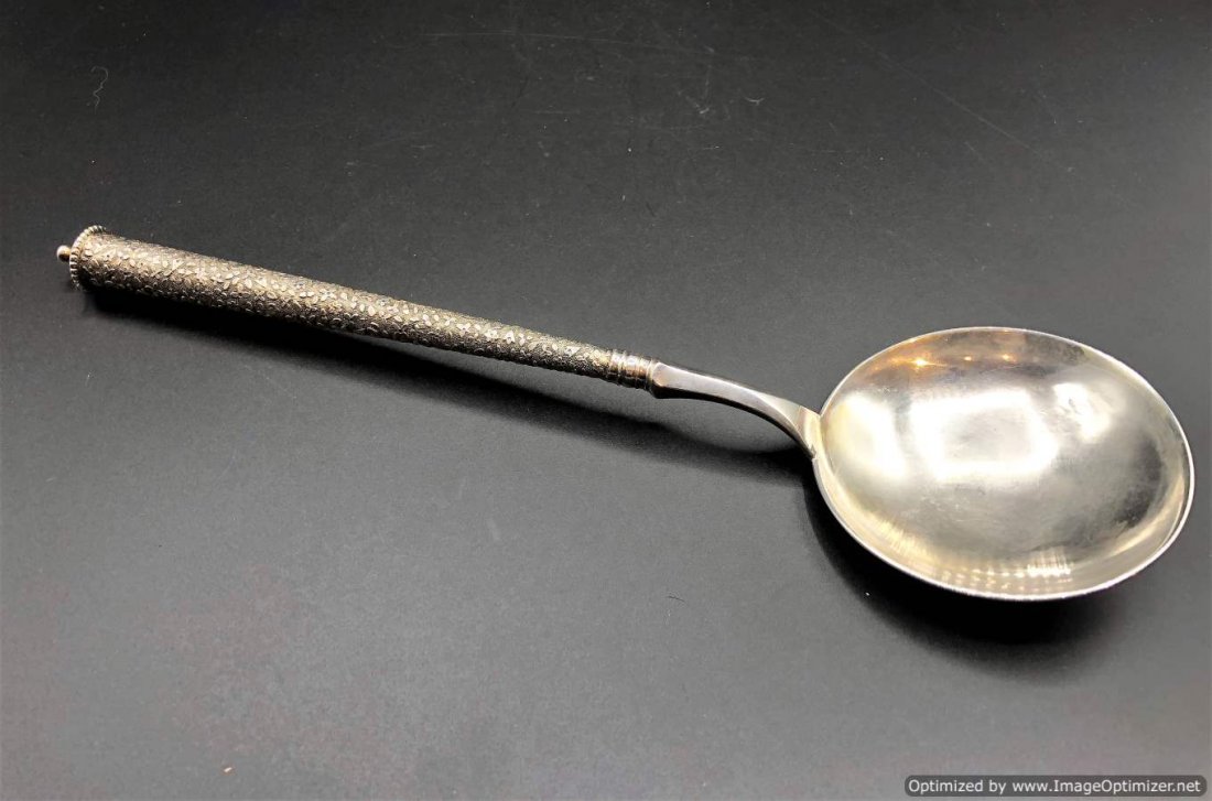 Peter Hertz, Danish, .90 Silver Serving Spoon 2.75 oz. (1 of 8)