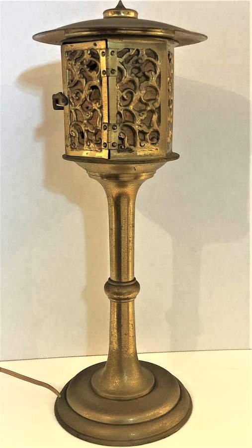 Oscar Bach Style Brass Table Top Lantern Post Lamp (1 of 10)