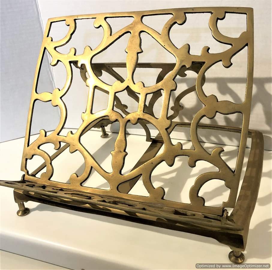 20th C Continental Brass Adjustable Table Top Bookstand (1 of 7)