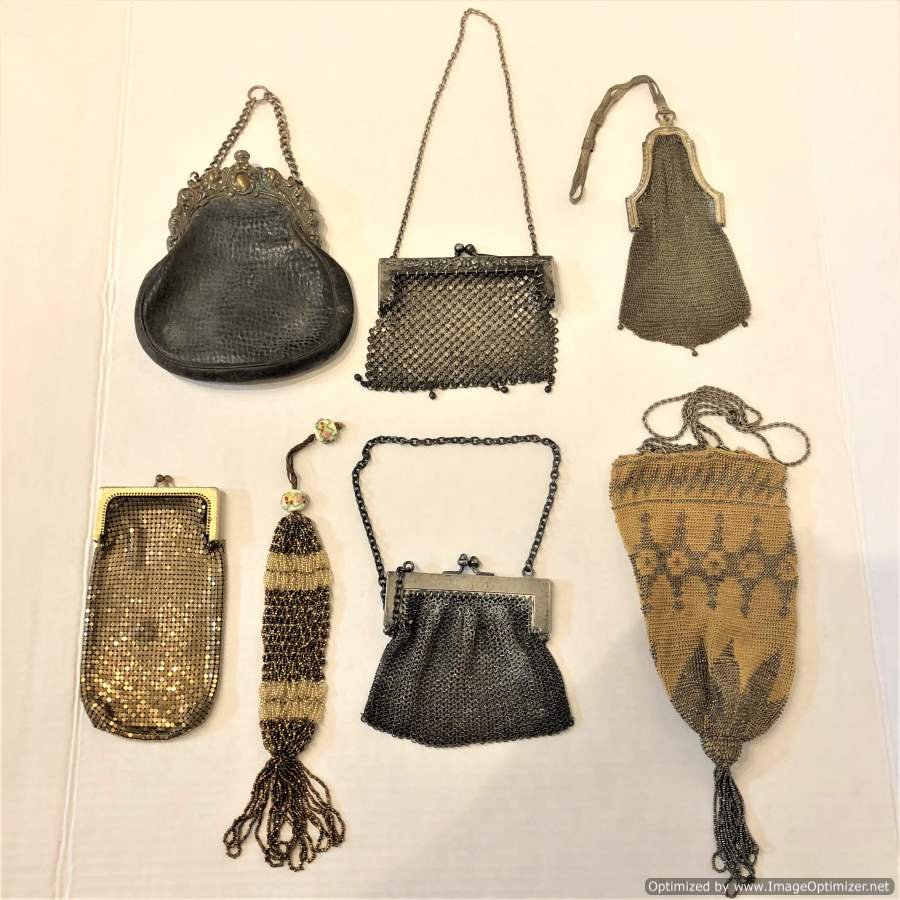 Seven [7] Assorted Vintage Mesh, Beaded, Leather Purses (1 of 8)