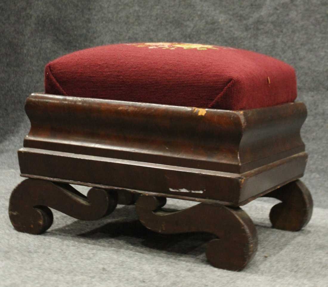 American Empire Mahogany Scroll Footstool Circa 1860 (1 of 5)