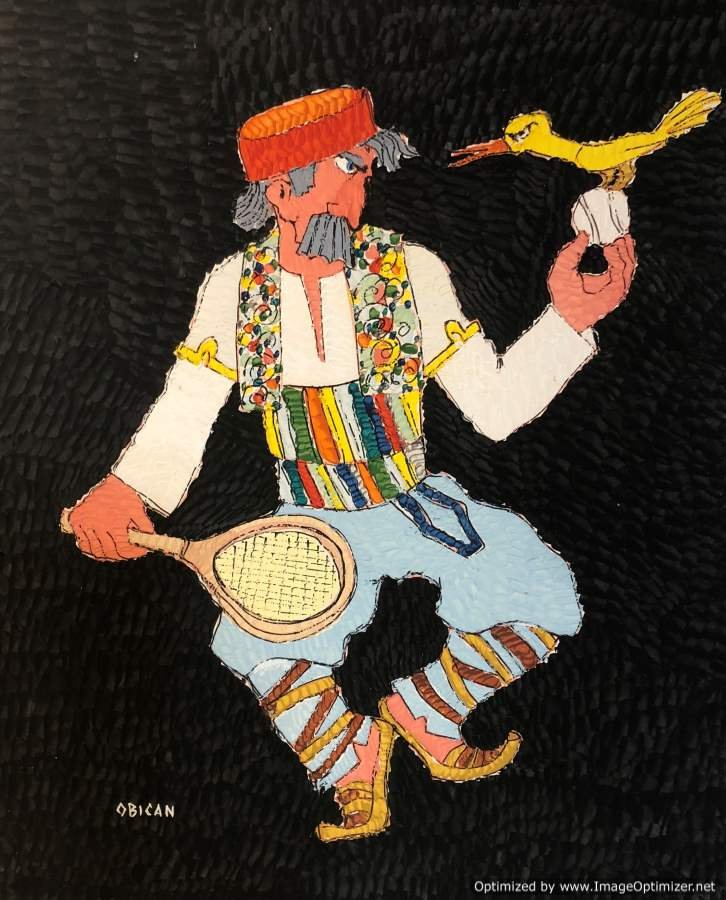 JOVAN OBICAN , Acrylic, "Tennis Player From Montenegro" (1 of 5)