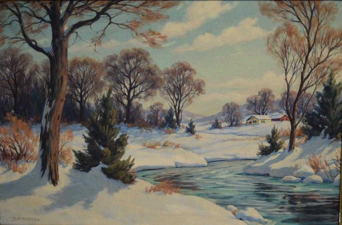William Ralph Watson, Oil/c Winter in Cos Cob, CT (1 of 4)