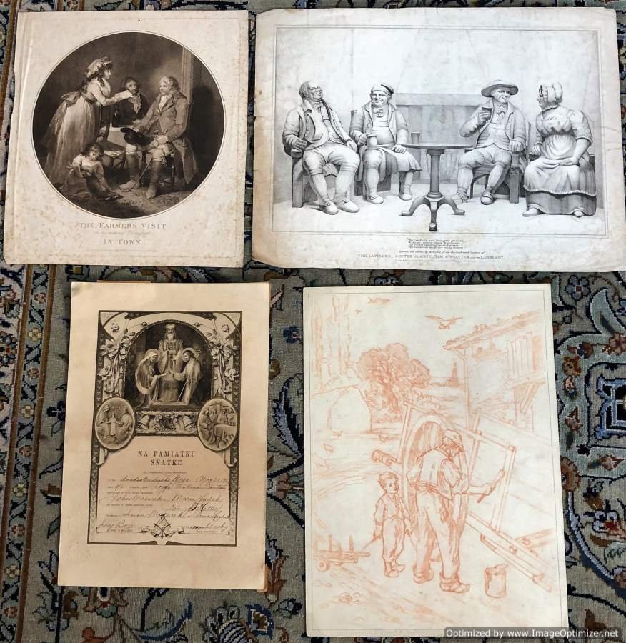Four Assorted Early Etchings / Engravings, Attic Find (1 of 7)