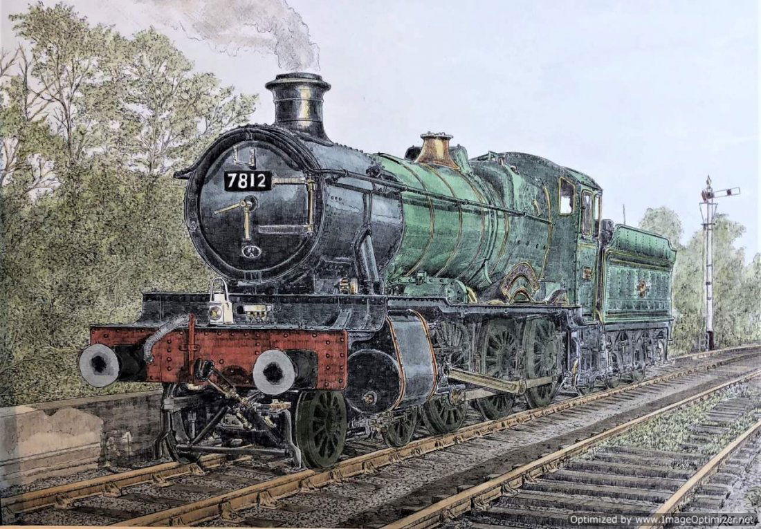 Roger Clarke 1984, Watercolor & Ink Train Locomotive (1 of 10)