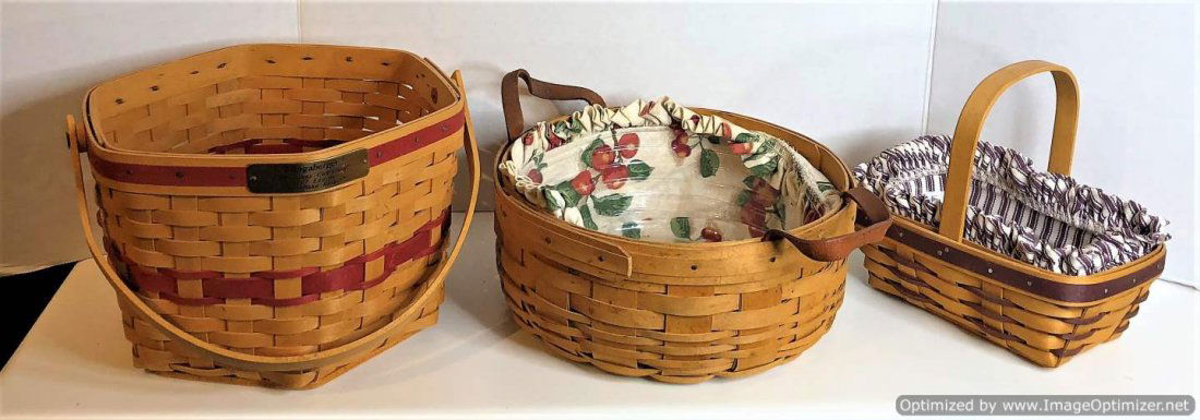 Three [3] Assorted Longaberger Baskets Hand Woven (1 of 9)
