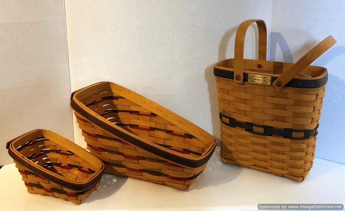 Three [3] Assorted Longaberger Baskets Hand Woven (1 of 7)