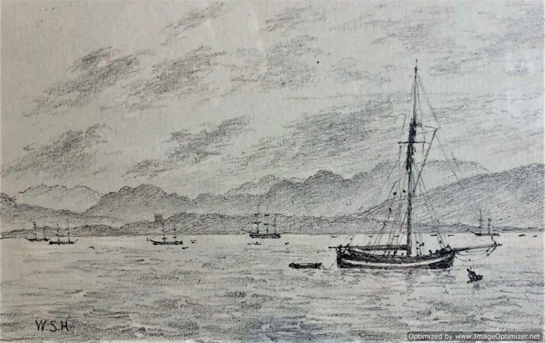 William Stanley Haseltine, Pencil Drawing of Tall Ships (1 of 6)