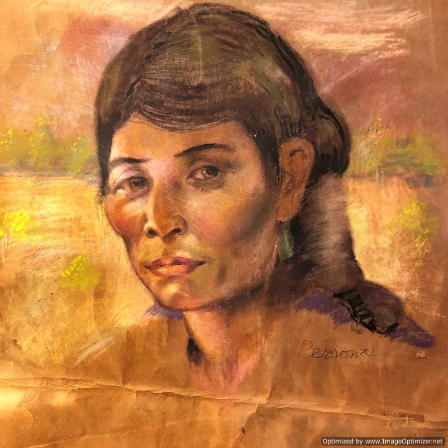William Persona, Hawaiian Artist Pastel Polynesian Girl: William Persona, Hawaiian Artist Pastel Polynesian Girl Portrait. Signed. Pastel painting on brown paper. Size: 21 in. x 16 in. Well listed artist. ASKart: William Persona (1903 - 1996) William Person
