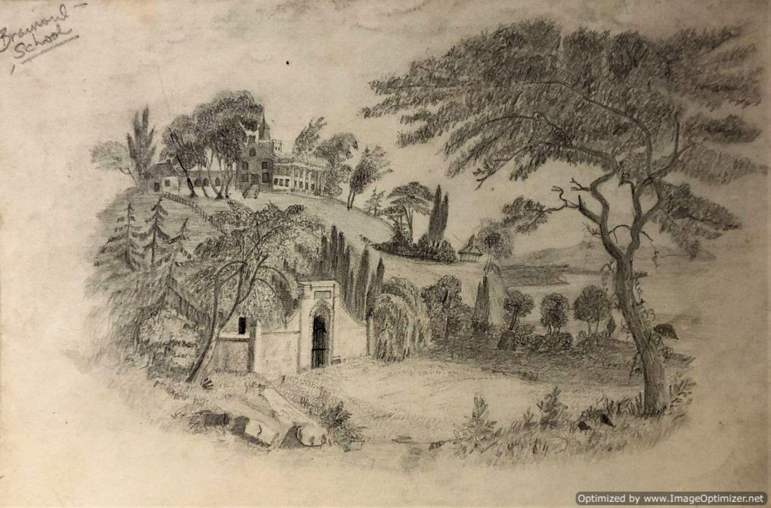 Early 19th C. Pencil Drawing, Signed M.E.B (1 of 9)