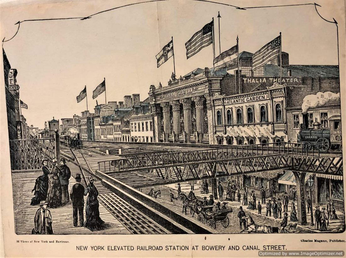 New York Elevated Railroad Station at Bowery and Canal (1 of 8)
