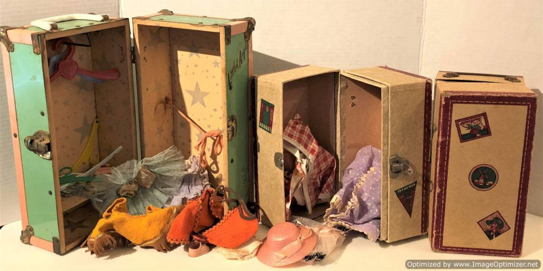 Three [3] Vintage Doll's Trunks with Vintage Clothing (1 of 9)