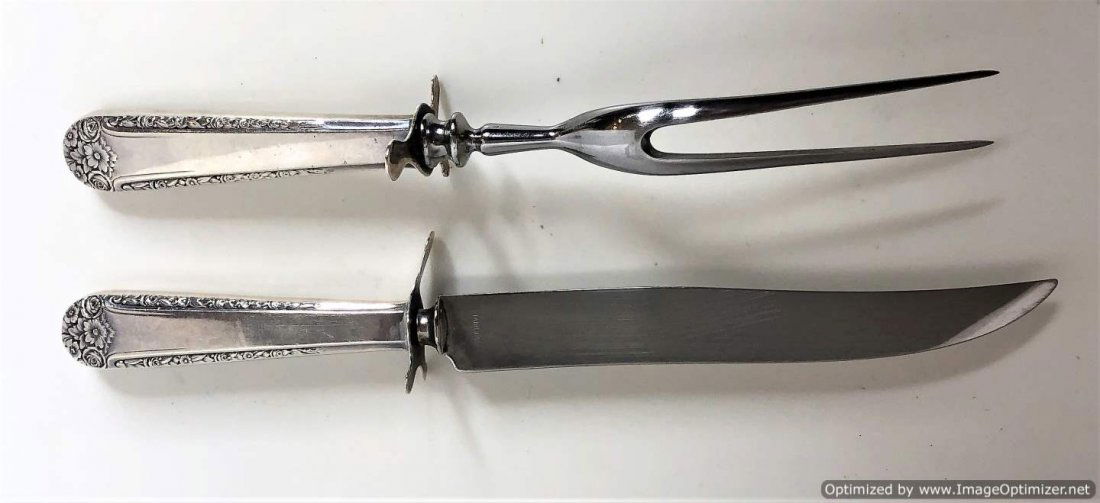 STERLING HANDLES 2-Pc. Carving Set, Flowers & Roses (1 of 8)