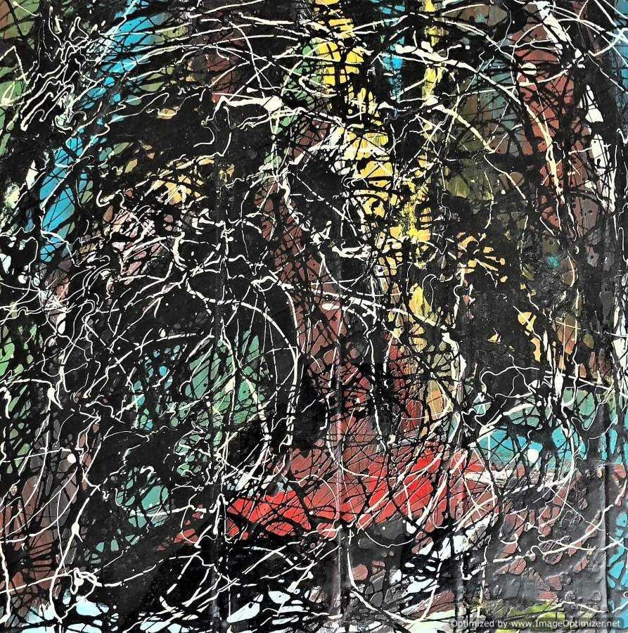 JACKSON POLLOCK STYLE Mid-Century Mod Drip Art Painting (1 of 4)