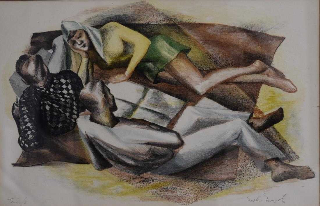 Nathan Margolis, Mid-Century Color Litho, Love Triangle (1 of 5)