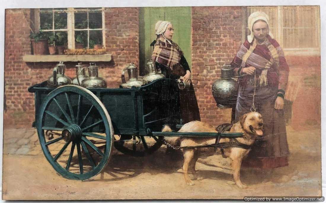 Dog Pulling Vendor Cart Circa 1900 Chromolithograph (1 of 6)