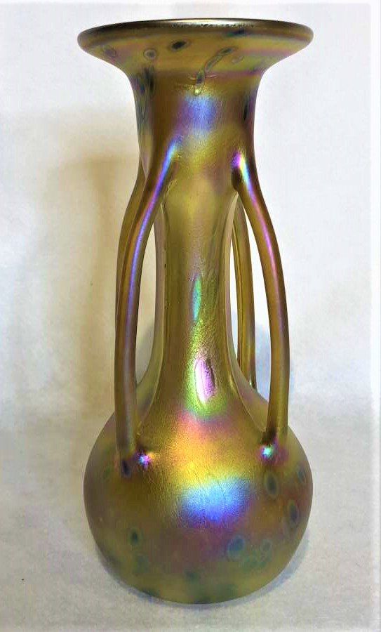 Igor Muller Signed Art Glass 4Handled Vase
