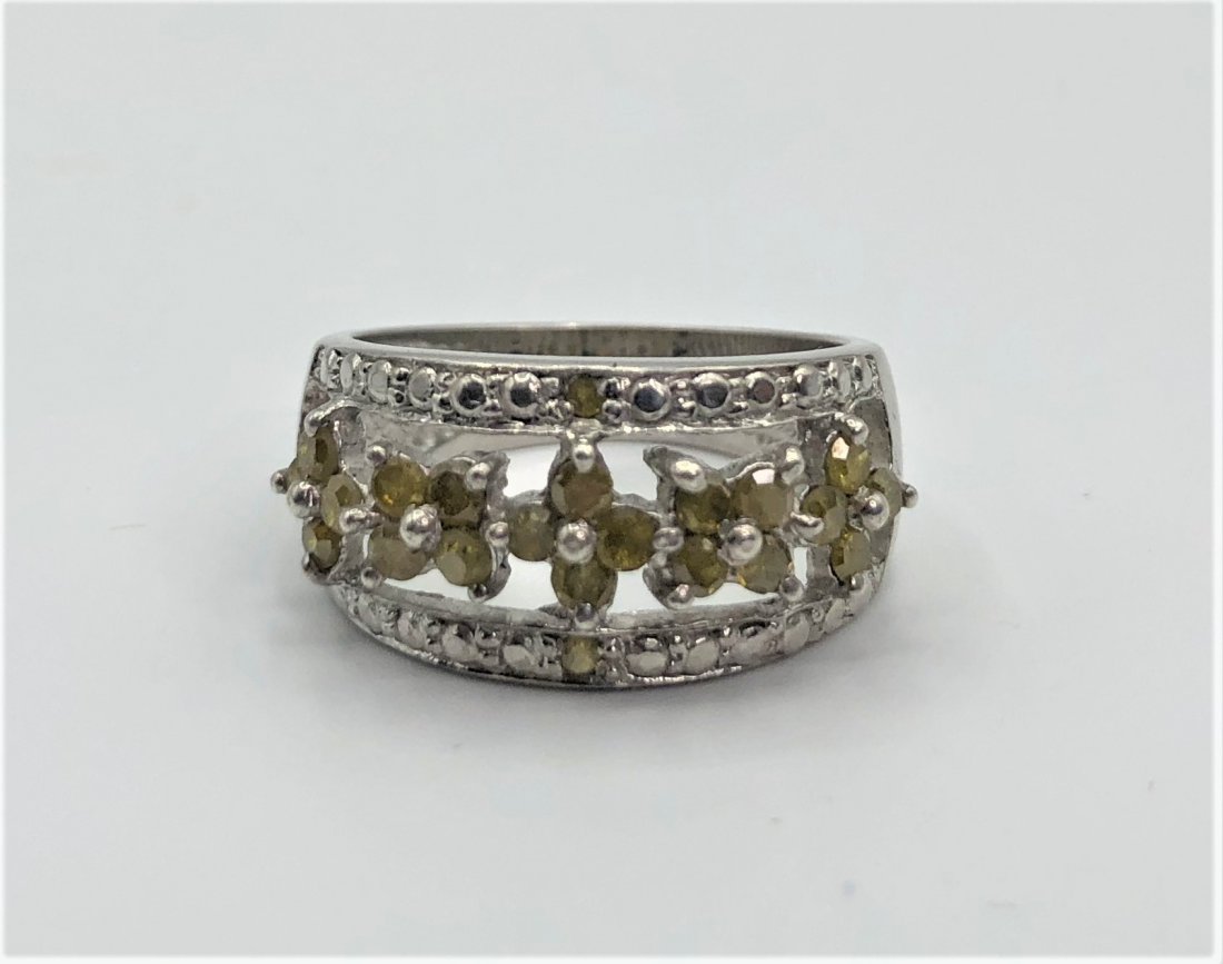 .925 Sterling and Yellow Diamonds Band Ring Size 7.5 (1 of 6)