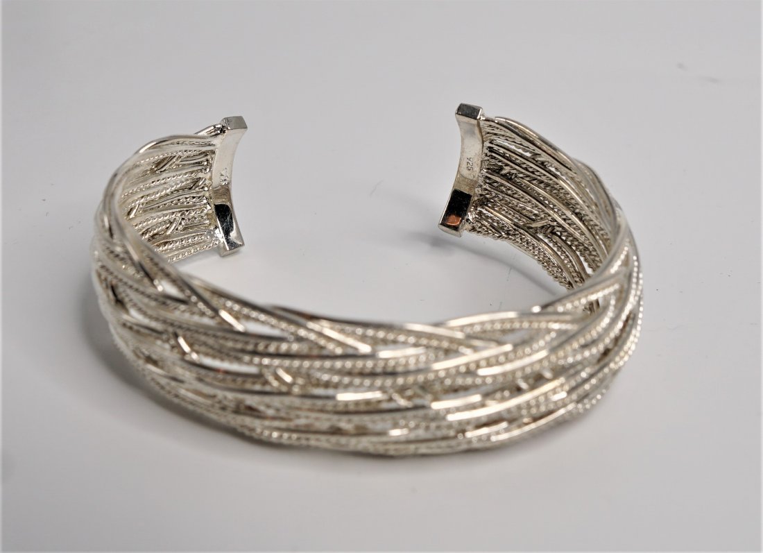 .925 Sterling Silver Wide Bangle Bracelet (1 of 5)