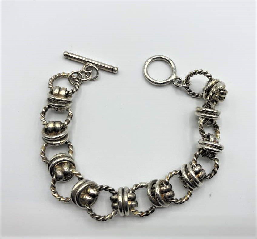 .925 Sterling Silver Braided Circles Links Bracelet (1 of 8)