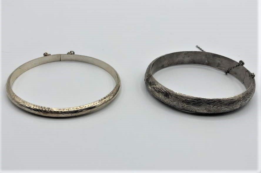 Two [2] Sterling Silver Bangle Bracelets; Weight .72 oz (1 of 6)