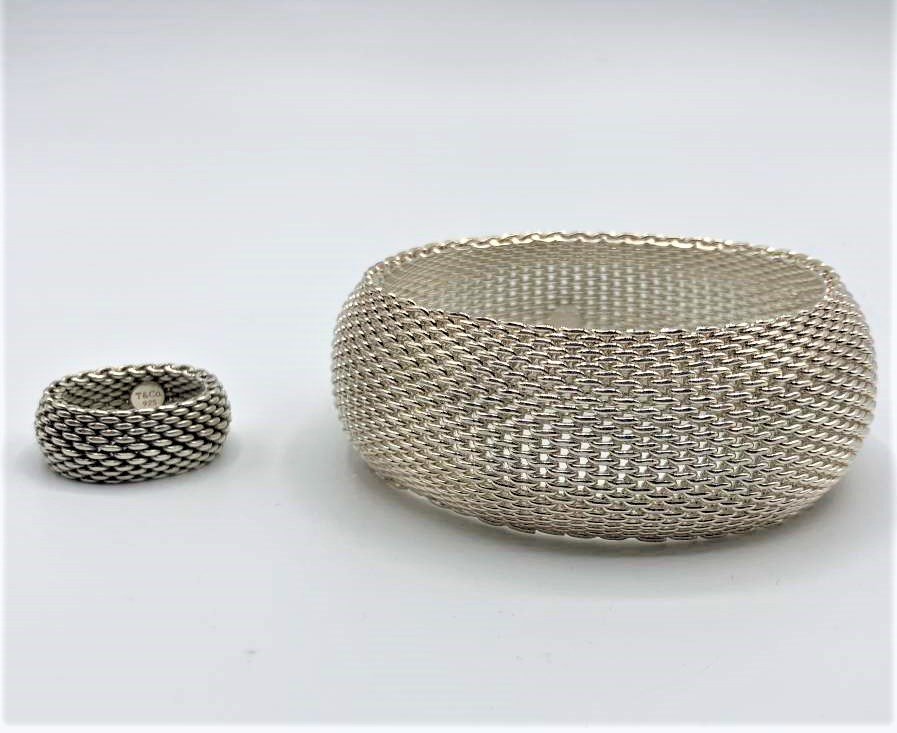 TIFFANY & CO Sterling Mesh Bracelet and Mesh Ring (1 of 7)